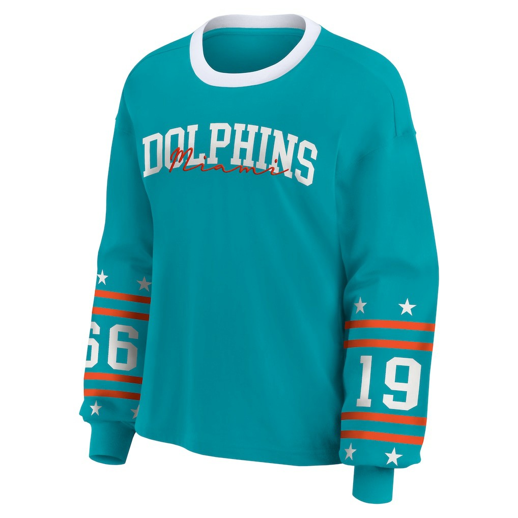 Miami Dolphins WEAR by Erin Andrews Women's Sport Long-Sleeve T-Shirt Aqua