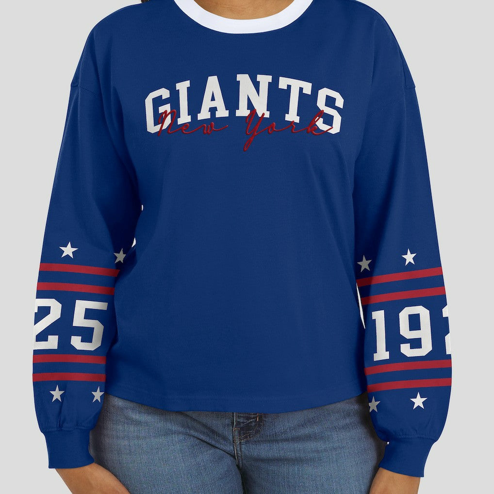 New York Giants WEAR by Erin Andrews Women's Sport Long-Sleeve T-Shirt Royal