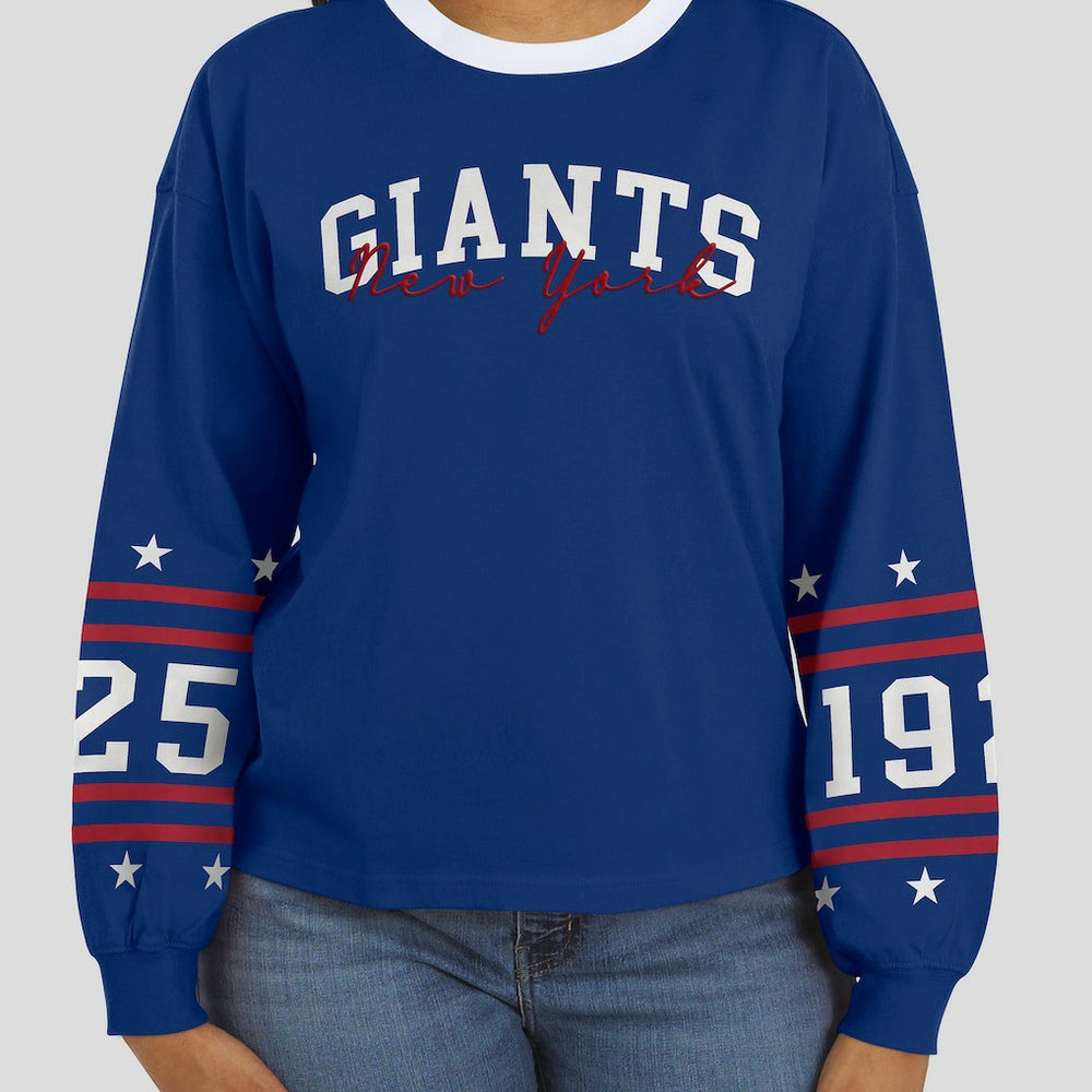 New York Giants WEAR by Erin Andrews Women's Sport Long-Sleeve T-Shirt Royal