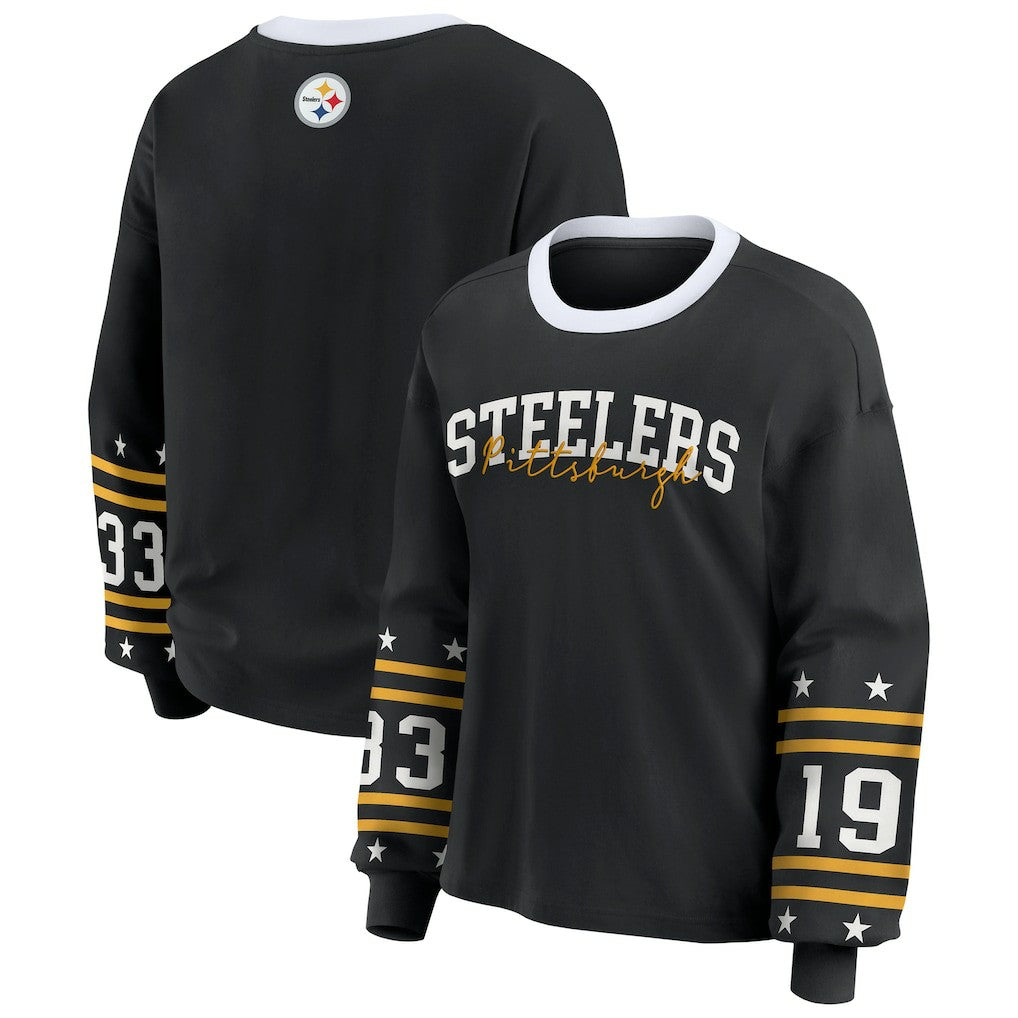 Pittsburgh Steelers WEAR by Erin Andrews Women's Sport Long-Sleeve T-Shirt Black