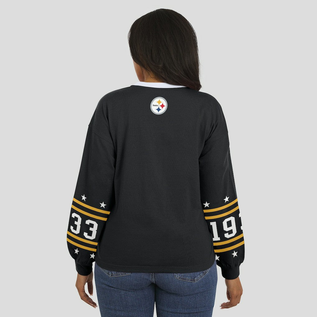Pittsburgh Steelers WEAR by Erin Andrews Women's Sport Long-Sleeve T-Shirt Black