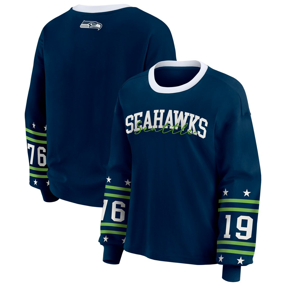 Seattle Seahawks WEAR by Erin Andrews Women's Sport Long-Sleeve T-Shirt College Navy