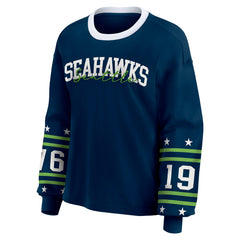 Seattle Seahawks WEAR by Erin Andrews Women's Sport Long-Sleeve T-Shirt College Navy