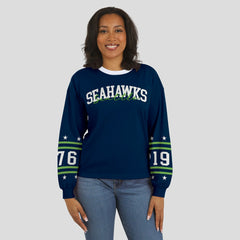 Seattle Seahawks WEAR by Erin Andrews Women's Sport Long-Sleeve T-Shirt College Navy