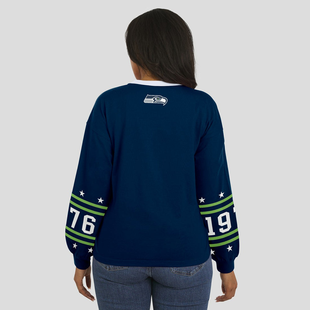 Seattle Seahawks WEAR by Erin Andrews Women's Sport Long-Sleeve T-Shirt College Navy