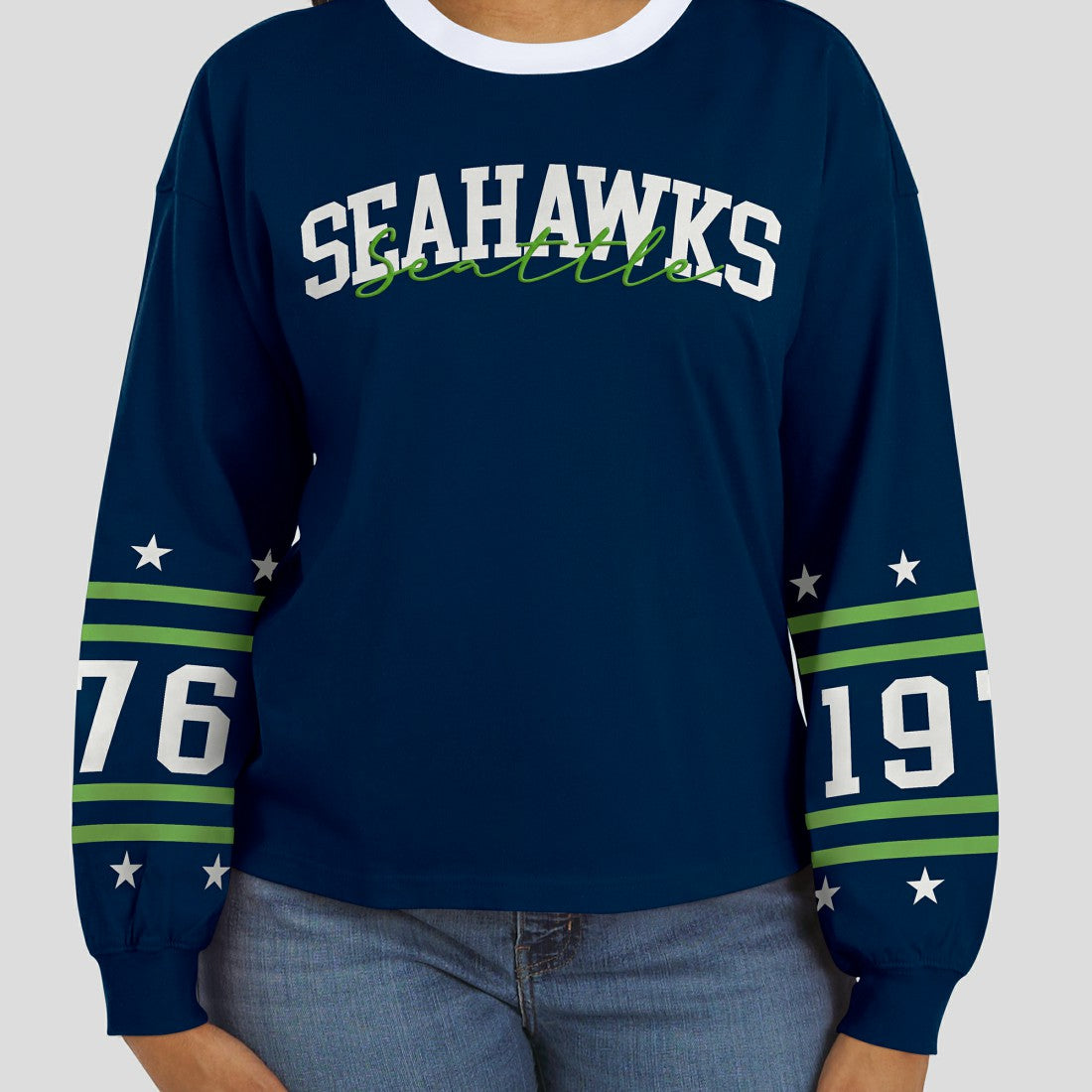 Seattle Seahawks WEAR by Erin Andrews Women's Sport Long-Sleeve T-Shirt College Navy