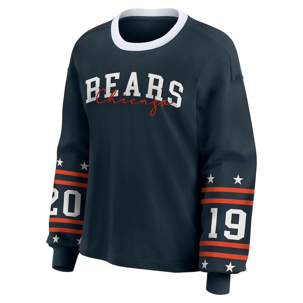 Chicago Bears WEAR by Erin Andrews Women's Sport Long-Sleeve T-Shirt Navy