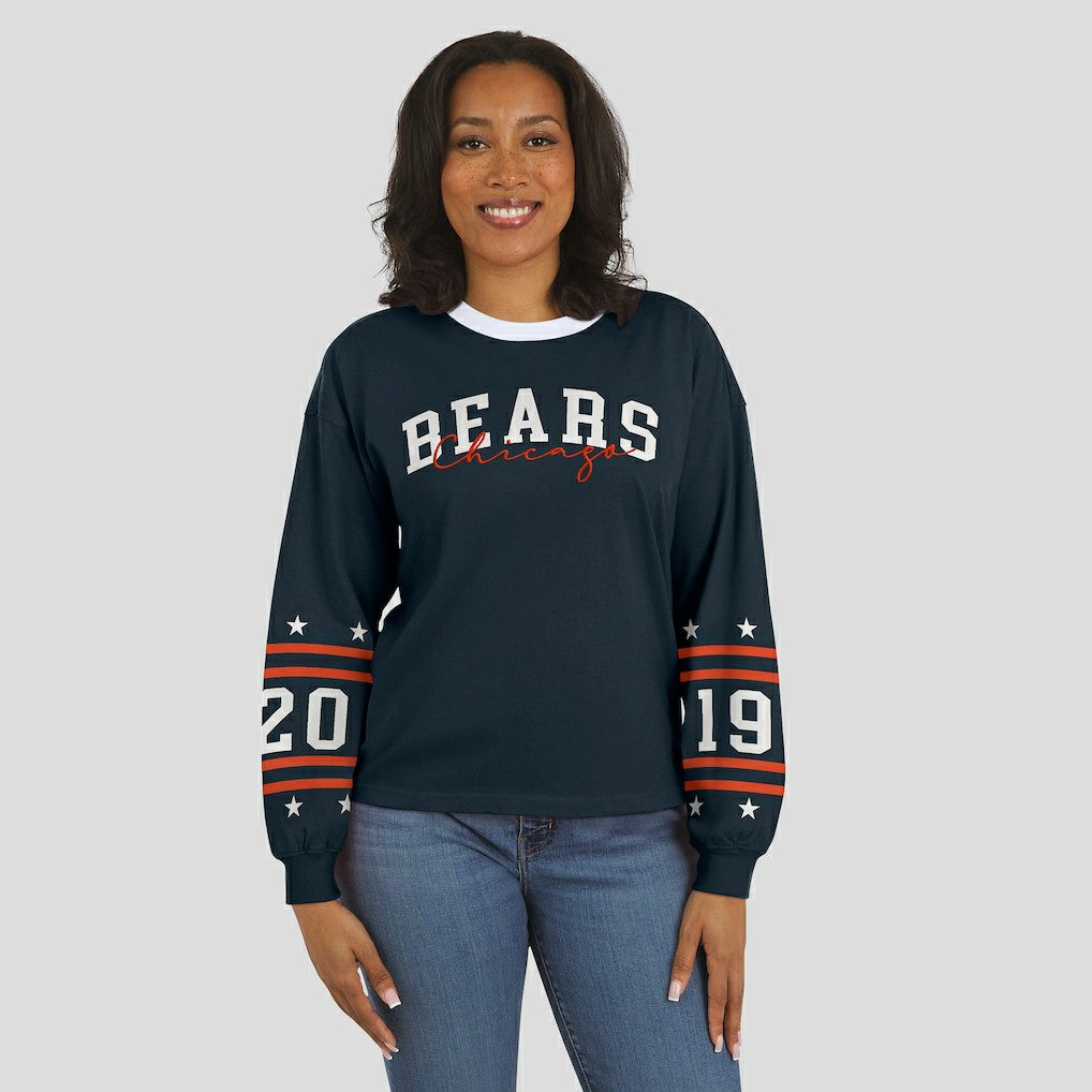Chicago Bears WEAR by Erin Andrews Women's Sport Long-Sleeve T-Shirt Navy