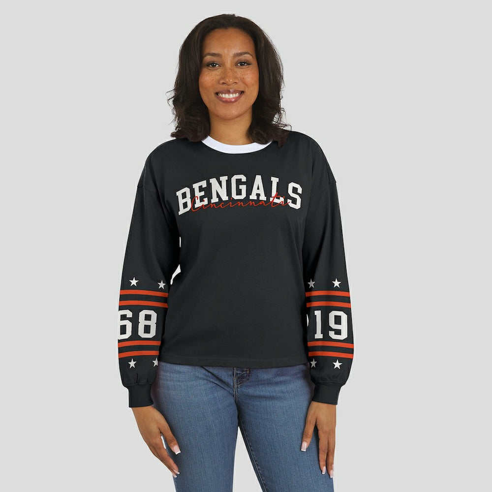 Cincinnati Bengals WEAR by Erin Andrews Women's Sport Long-Sleeve T-Shirt Black