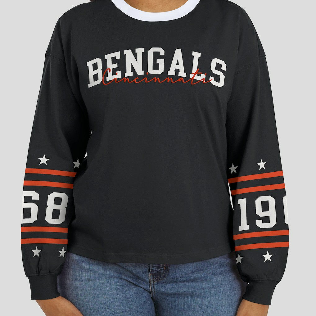 Cincinnati Bengals WEAR by Erin Andrews Women's Sport Long-Sleeve T-Shirt Black