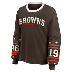 Cleveland Browns WEAR by Erin Andrews Women's Sport Long-Sleeve T-Shirt Brown