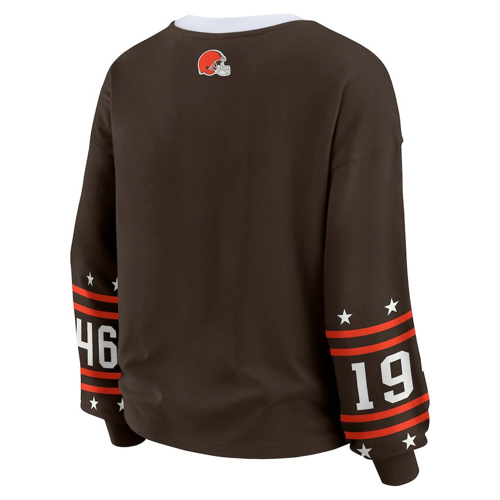 Cleveland Browns WEAR by Erin Andrews Women's Sport Long-Sleeve T-Shirt Brown