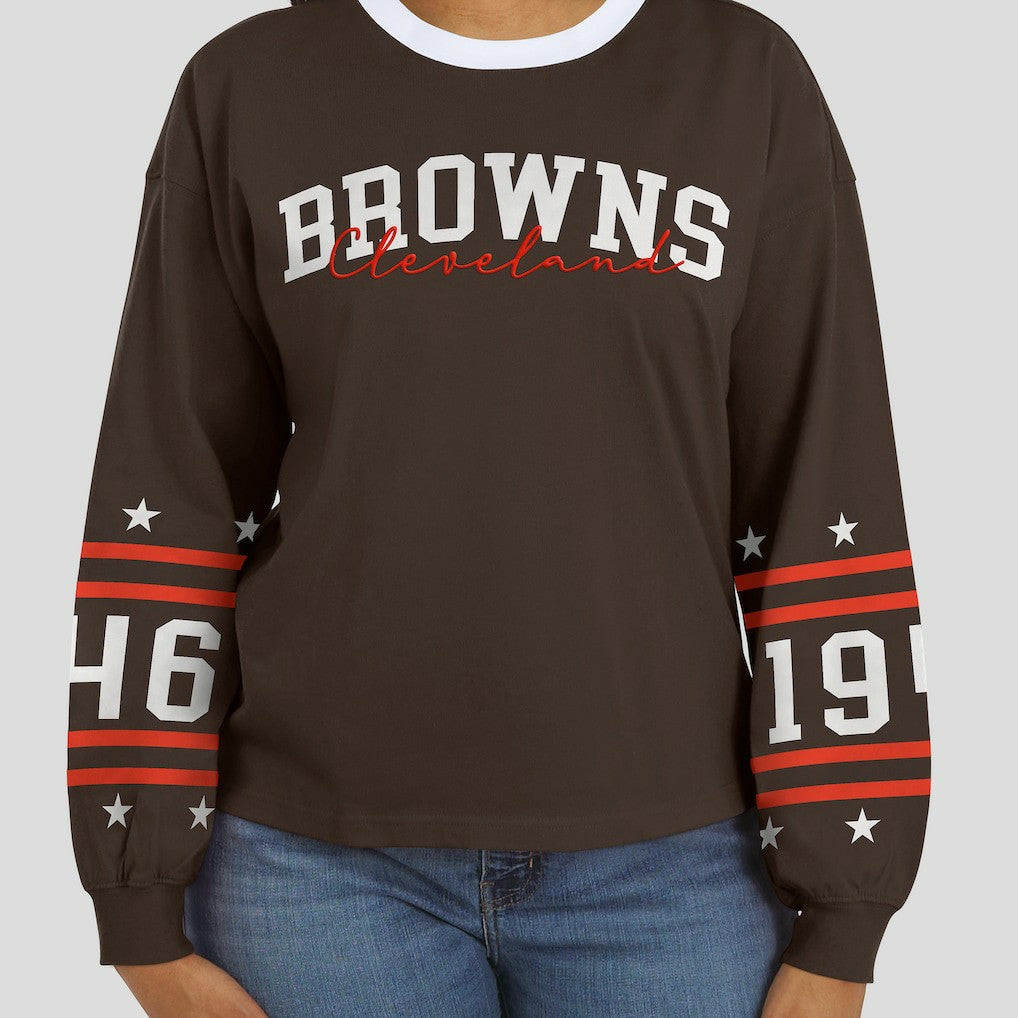 Cleveland Browns WEAR by Erin Andrews Women's Sport Long-Sleeve T-Shirt Brown
