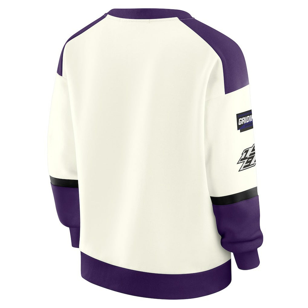 Baltimore Ravens WEAR by Erin Andrews Women's Racing Crew V-Neck Sweatshirt Cream