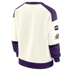 Baltimore Ravens WEAR by Erin Andrews Women's Racing Crew V-Neck Sweatshirt Cream