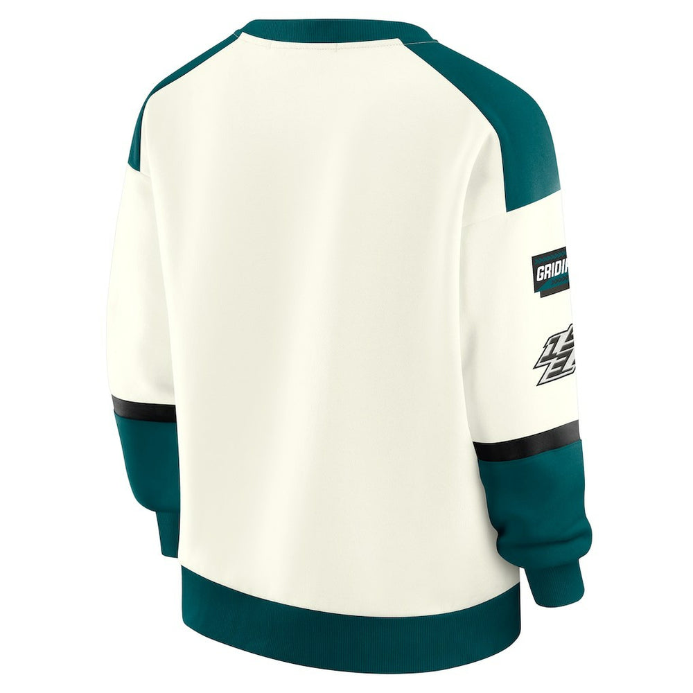 Philadelphia Eagles WEAR by Erin Andrews Women's Racing Crew V-Neck Sweatshirt Cream