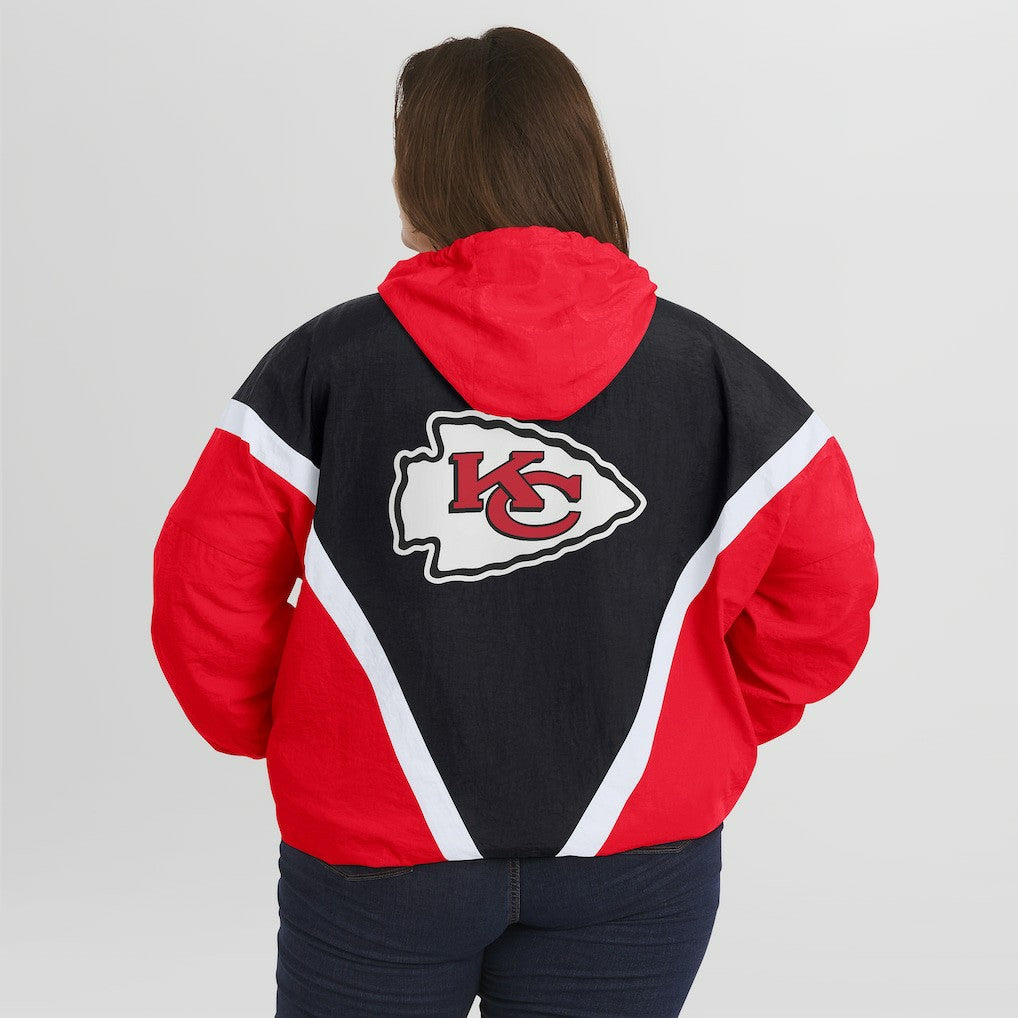 Kansas City Chiefs WEAR by Erin Andrews Women's Plus Size Retro Crinkle Full-Zip Hoodie Windbreaker Jacket Red/Black