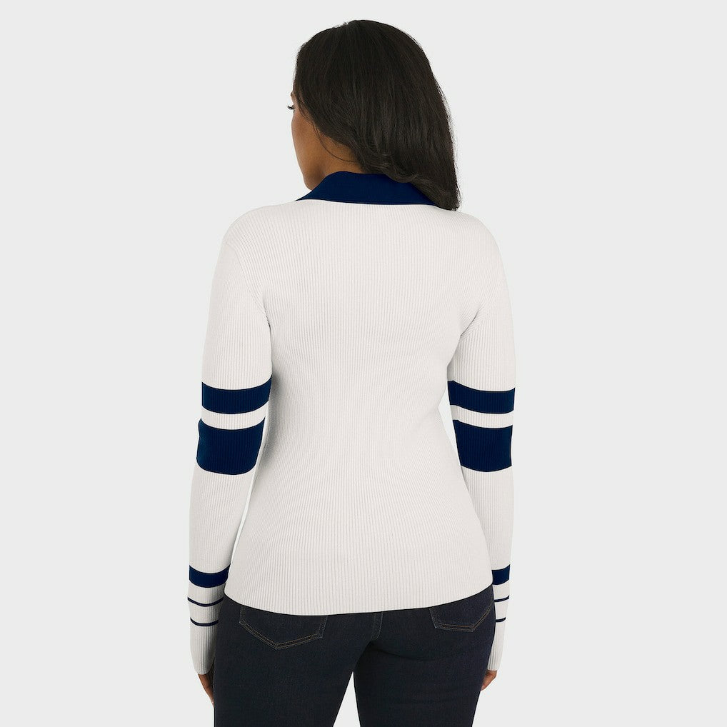 Seattle Seahawks WEAR by Erin Andrews Women's Ribbed Henley Polo Sweater White