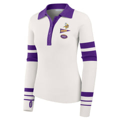 Minnesota Vikings WEAR by Erin Andrews Women's Ribbed Henley Polo Sweater White