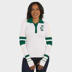 New York Jets WEAR by Erin Andrews Women's Ribbed Henley Polo Sweater White