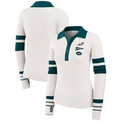 Philadelphia Eagles WEAR by Erin Andrews Women's Ribbed Henley Polo Sweater White