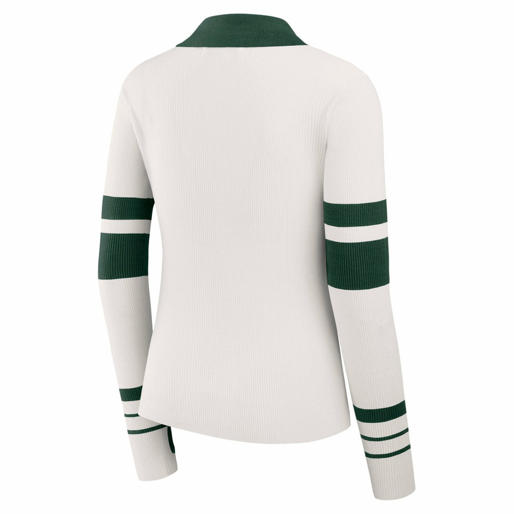 Green Bay Packers WEAR by Erin Andrews Women's Ribbed Henley Polo Sweater White