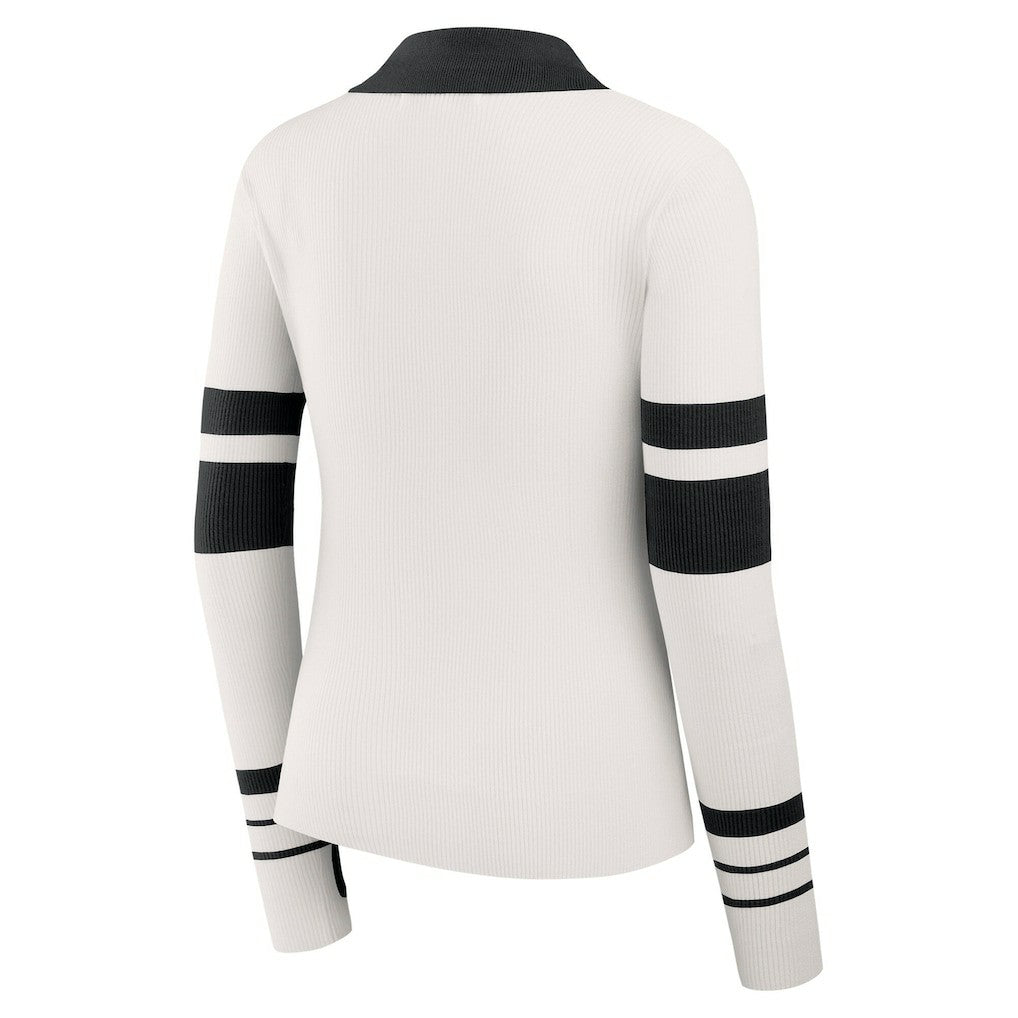 Pittsburgh Steelers WEAR by Erin Andrews Women's Ribbed Henley Polo Sweater White