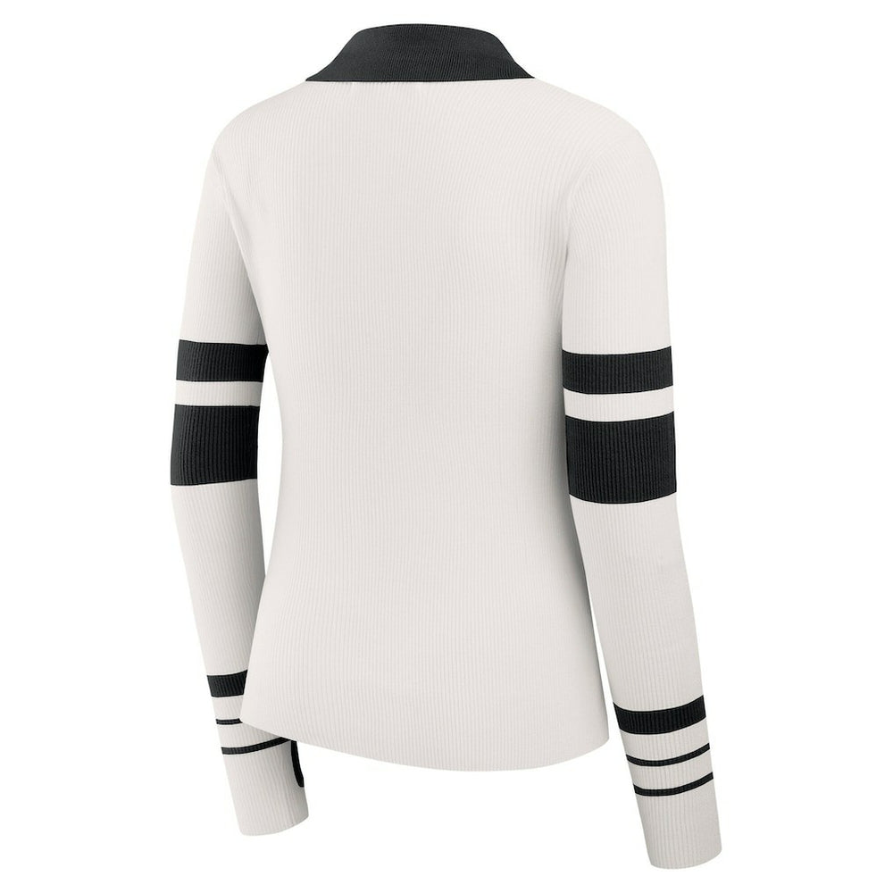 Pittsburgh Steelers WEAR by Erin Andrews Women's Ribbed Henley Polo Sweater White