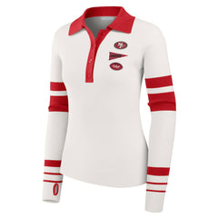 San Francisco 49ers WEAR by Erin Andrews Women's Ribbed Henley Polo Sweater White