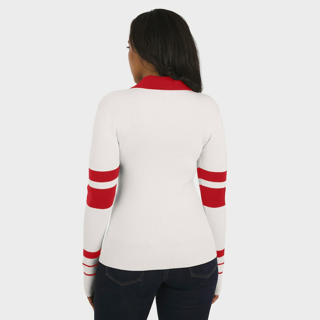 San Francisco 49ers WEAR by Erin Andrews Women's Ribbed Henley Polo Sweater White