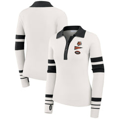 Cincinnati Bengals WEAR by Erin Andrews Women's Ribbed Henley Polo Sweater White