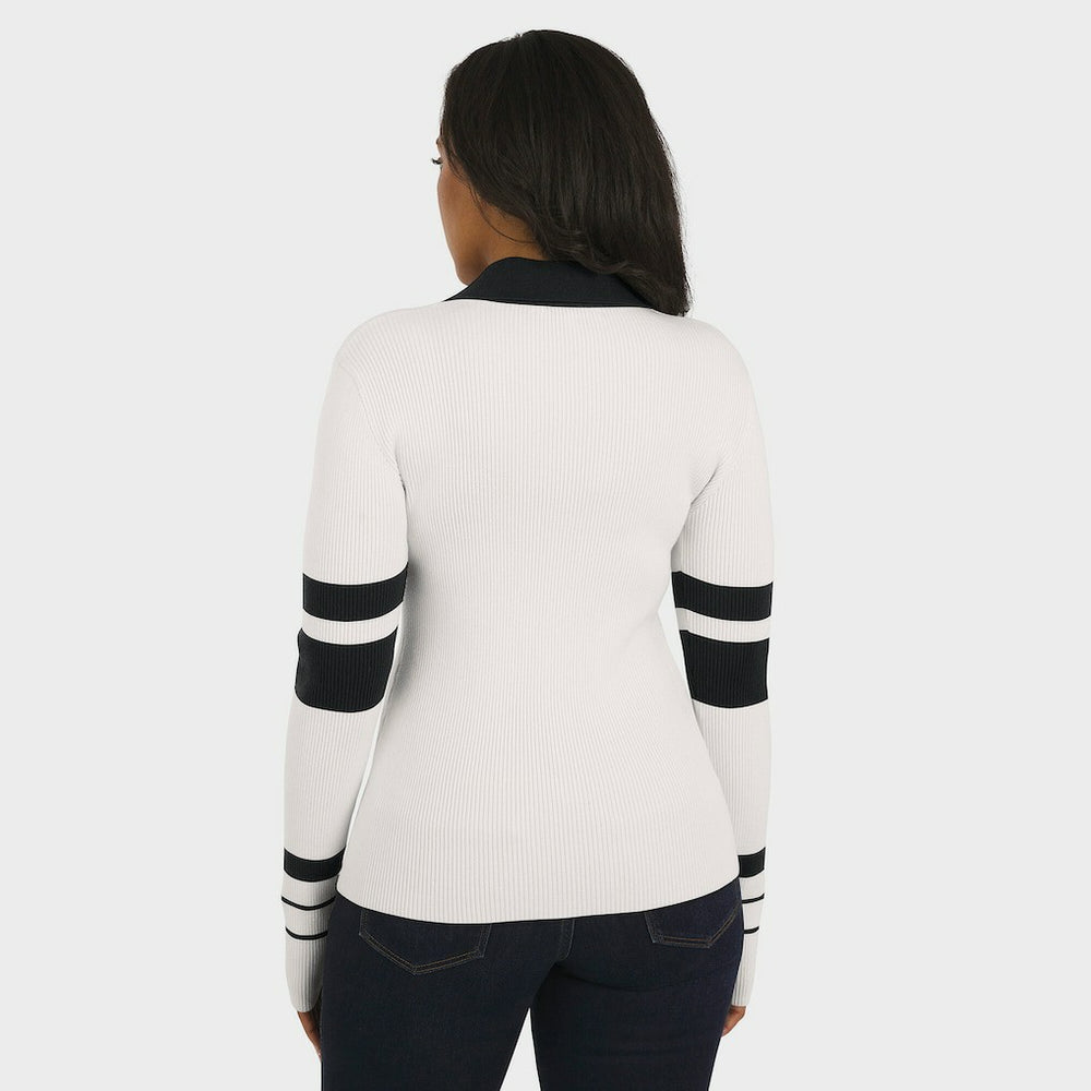 Cincinnati Bengals WEAR by Erin Andrews Women's Ribbed Henley Polo Sweater White