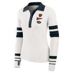 Chicago Bears WEAR by Erin Andrews Women's Ribbed Henley Polo Sweater White