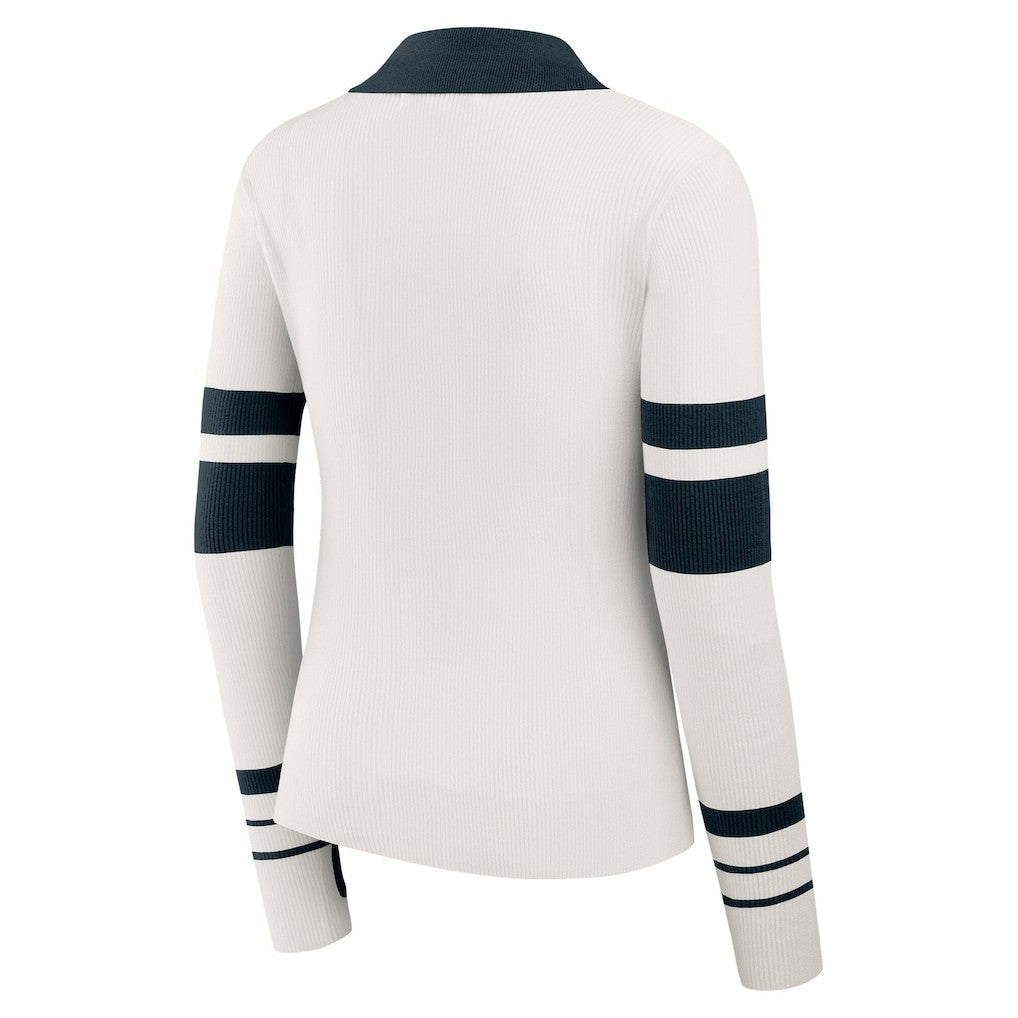 Chicago Bears WEAR by Erin Andrews Women's Ribbed Henley Polo Sweater White