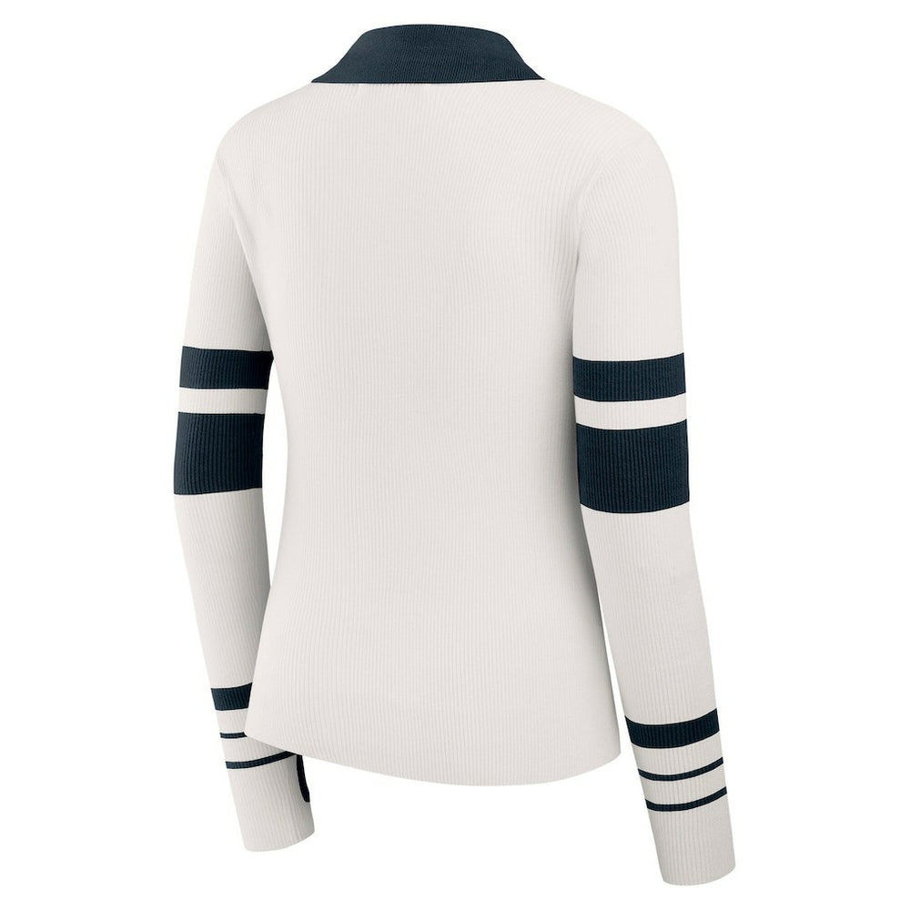 Chicago Bears WEAR by Erin Andrews Women's Ribbed Henley Polo Sweater White