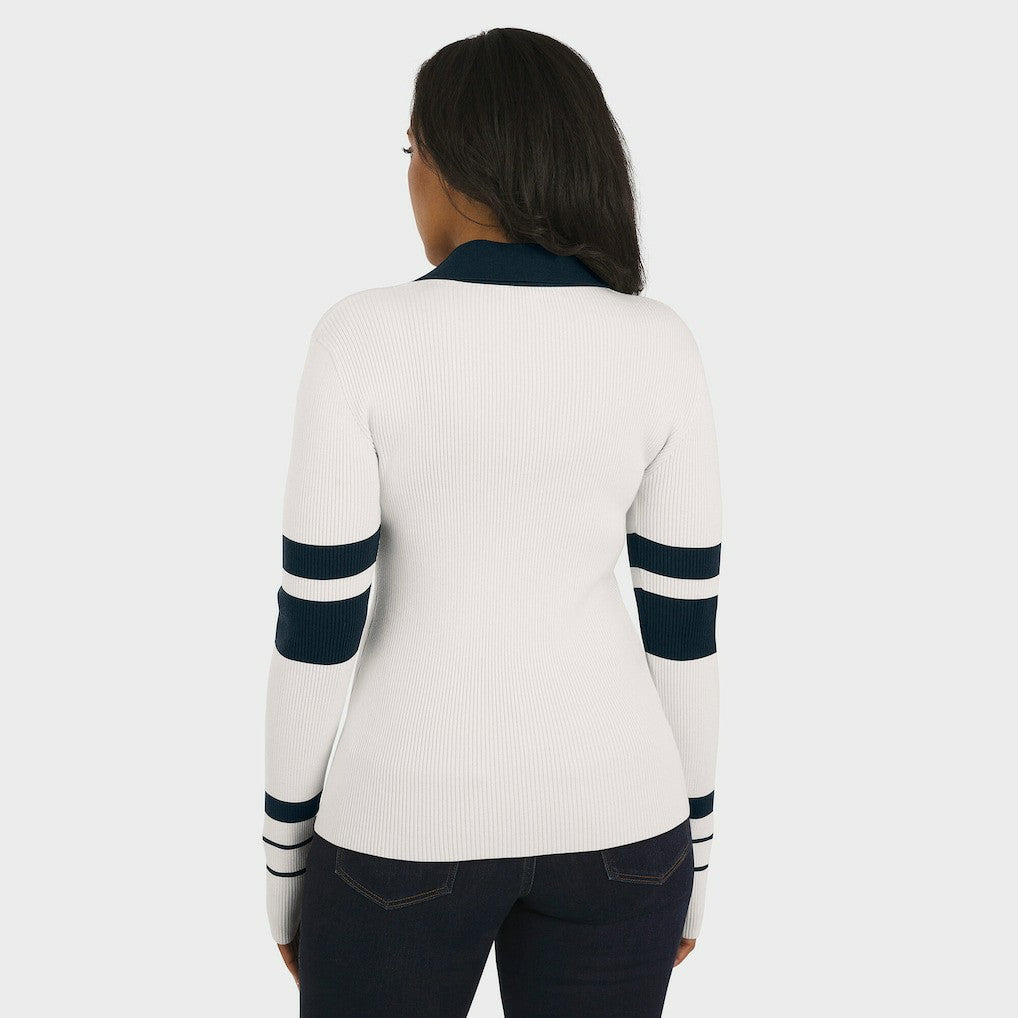 Chicago Bears WEAR by Erin Andrews Women's Ribbed Henley Polo Sweater White