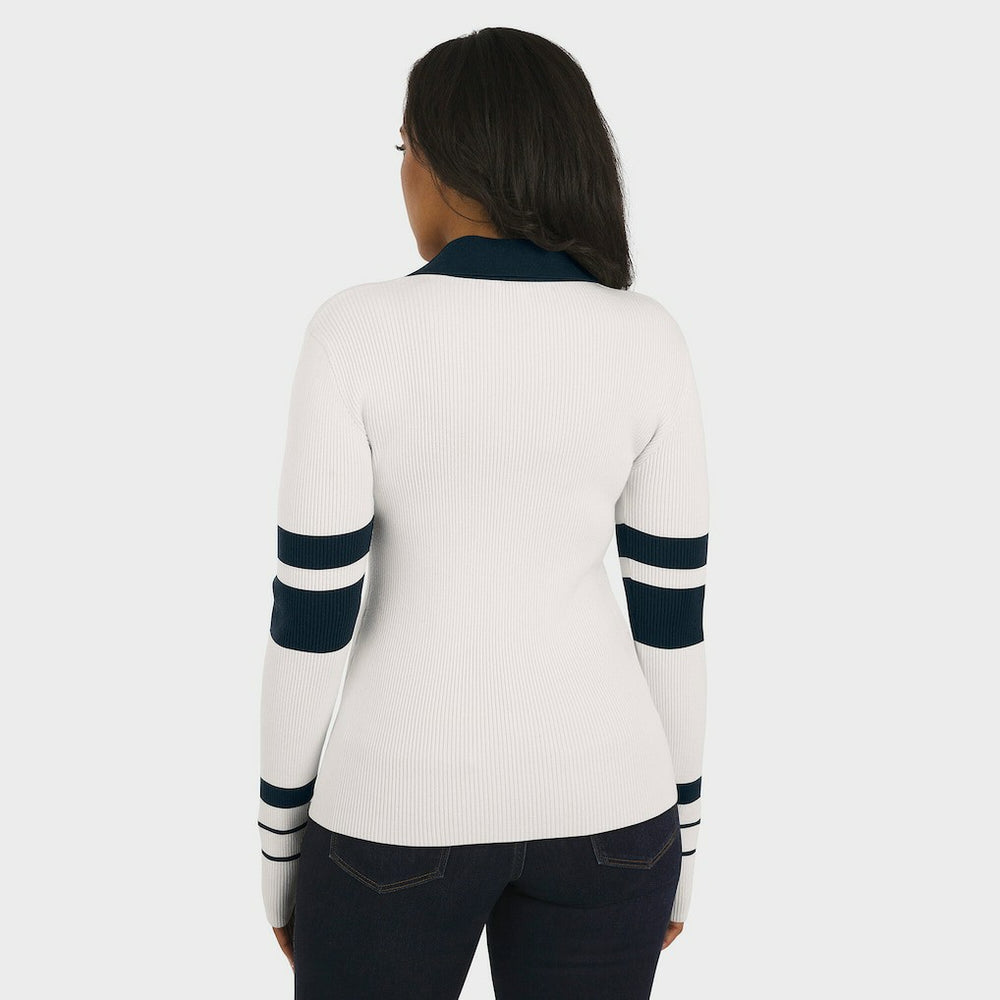 Chicago Bears WEAR by Erin Andrews Women's Ribbed Henley Polo Sweater White