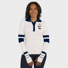 Denver Broncos WEAR by Erin Andrews Women's Ribbed Henley Polo Sweater White