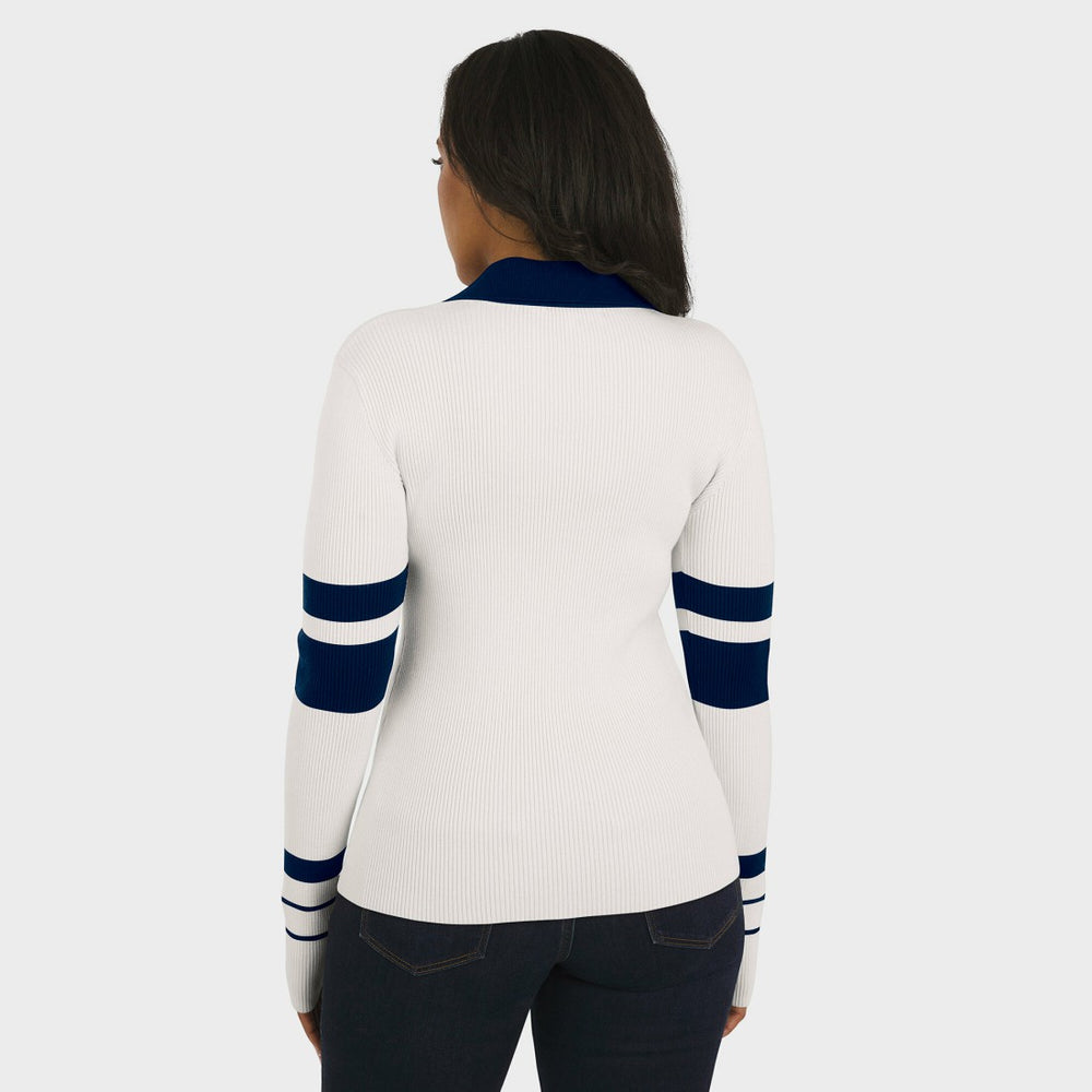 Denver Broncos WEAR by Erin Andrews Women's Ribbed Henley Polo Sweater White