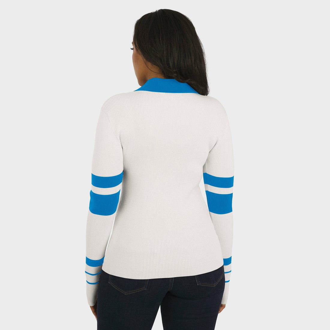 Detroit Lions WEAR by Erin Andrews Women's Ribbed Henley Polo Sweater White