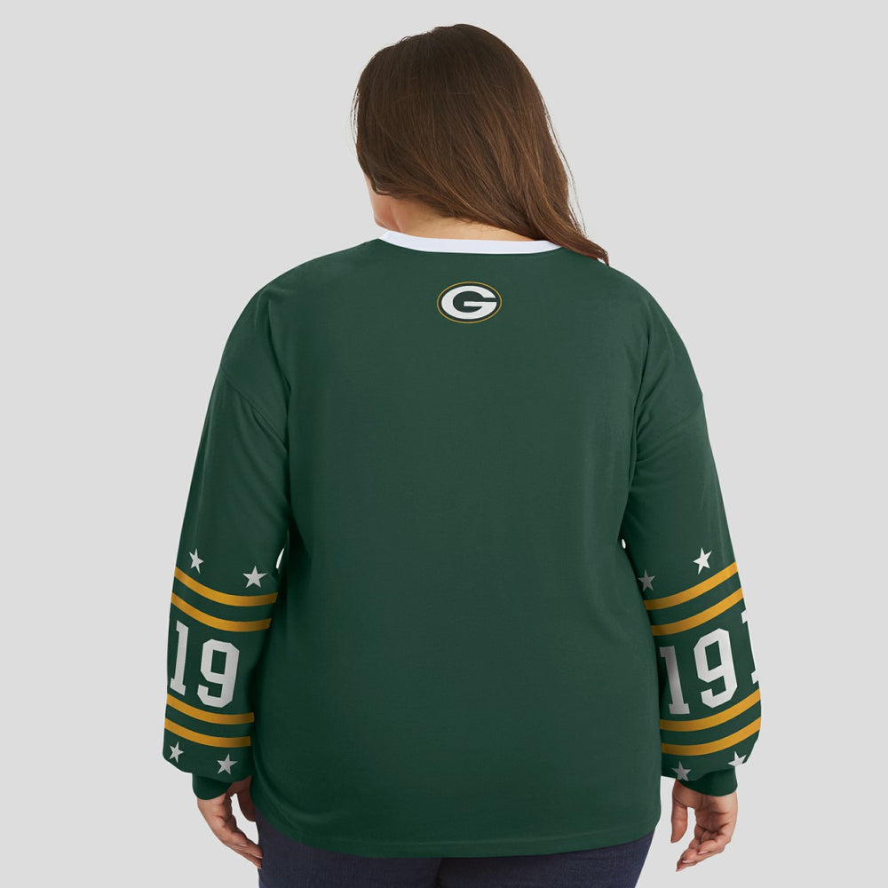 Green Bay Packers WEAR by Erin Andrews Women's Plus Size Sport Long-Sleeve T-Shirt Green