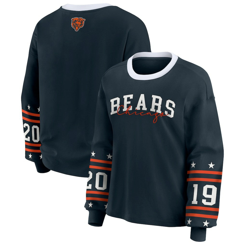 Chicago Bears WEAR by Erin Andrews Women's Plus Size Sport Long-Sleeve T-Shirt Navy