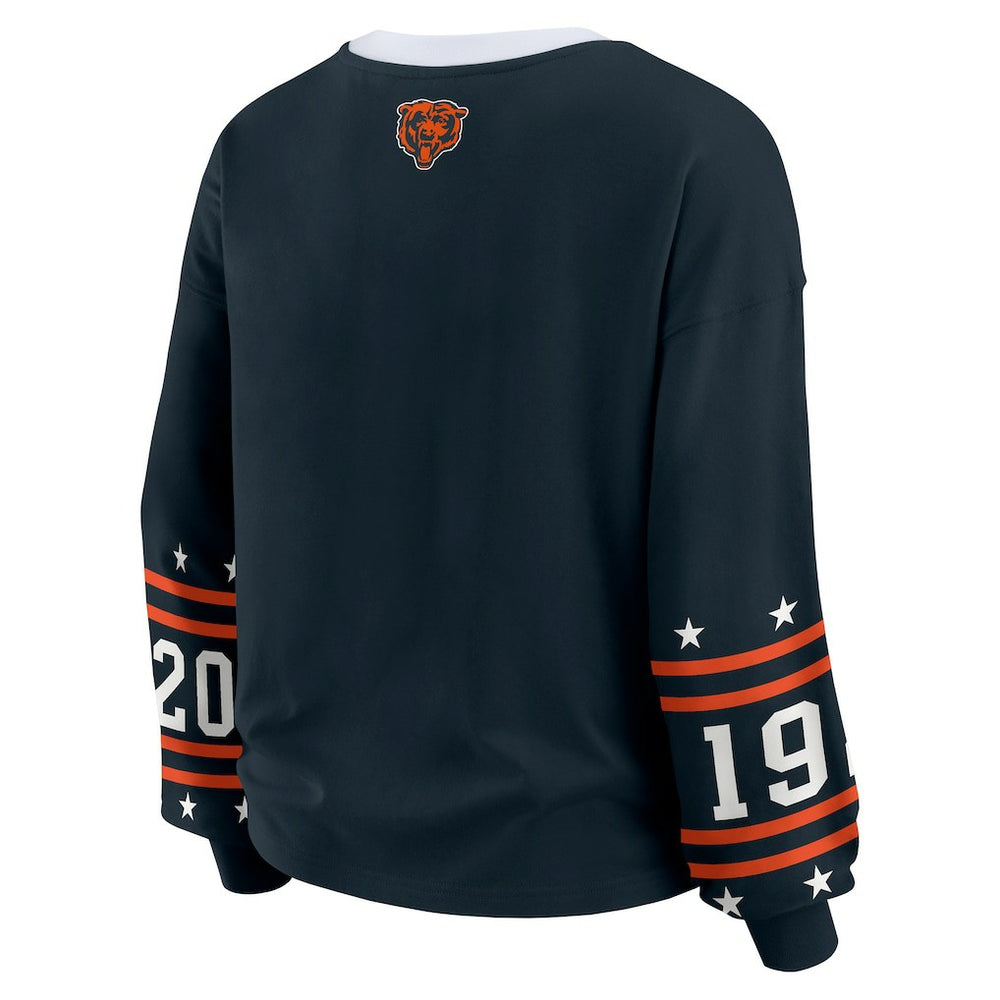Chicago Bears WEAR by Erin Andrews Women's Plus Size Sport Long-Sleeve T-Shirt Navy
