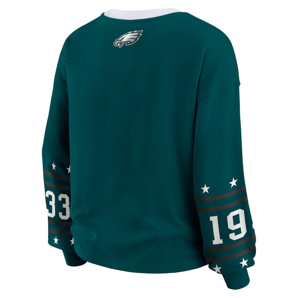 Philadelphia Eagles WEAR by Erin Andrews Women's Plus Size Sport Long-Sleeve T-Shirt Midnight Green