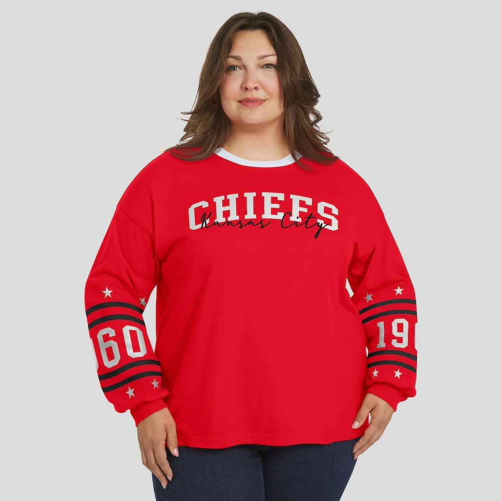 Kansas City Chiefs WEAR by Erin Andrews Women's Plus Size Sport Long-Sleeve T-Shirt Red