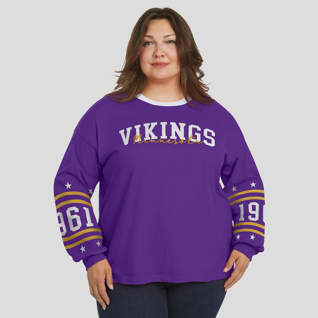 Minnesota Vikings WEAR by Erin Andrews Women's Plus Size Sport Long-Sleeve T-Shirt Purple