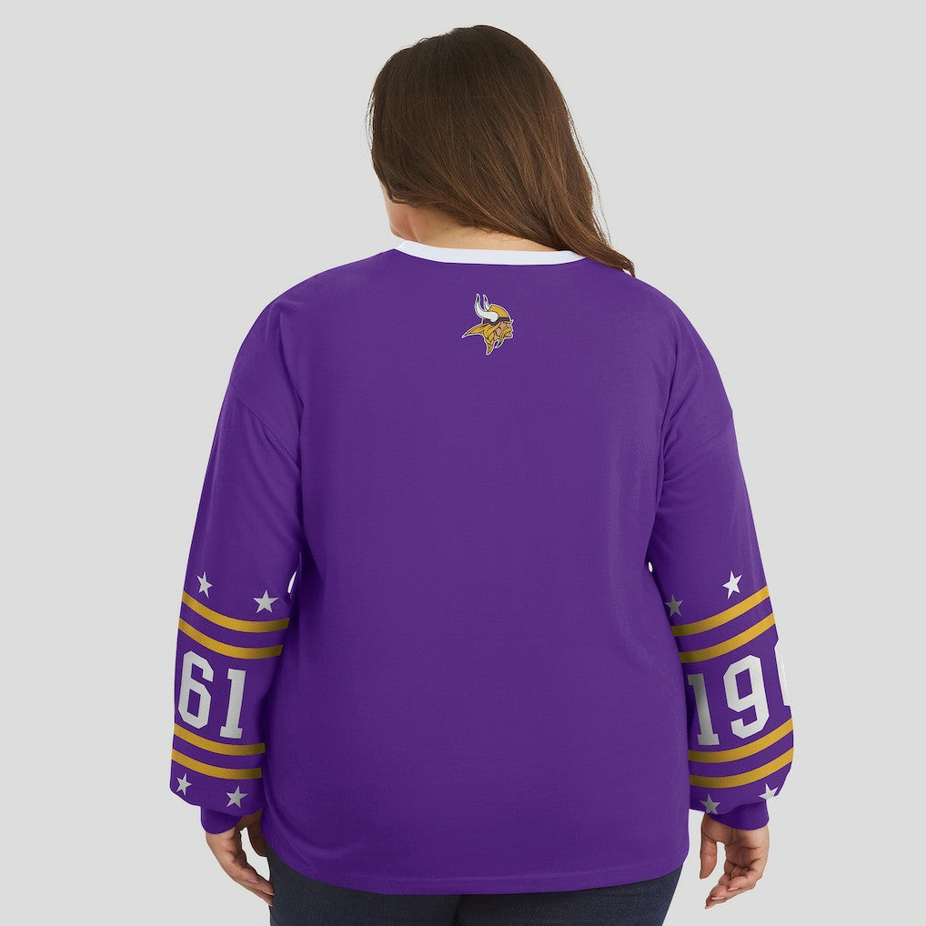 Minnesota Vikings WEAR by Erin Andrews Women's Plus Size Sport Long-Sleeve T-Shirt Purple