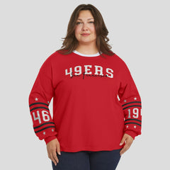 San Francisco 49ers WEAR by Erin Andrews Women's Plus Size Sport Long-Sleeve T-Shirt Scarlet