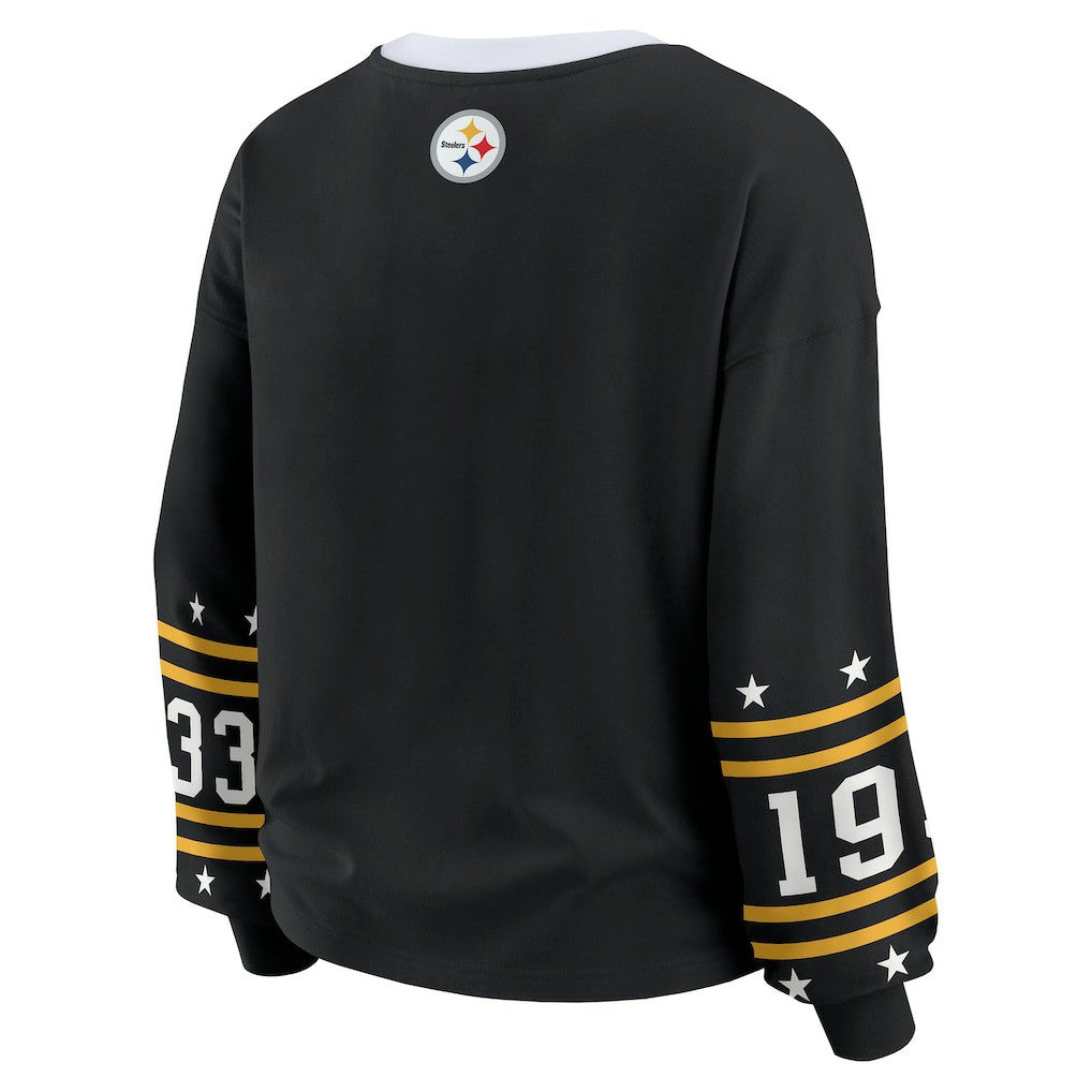 Pittsburgh Steelers WEAR by Erin Andrews Women's Plus Size Sport Long-Sleeve T-Shirt Black