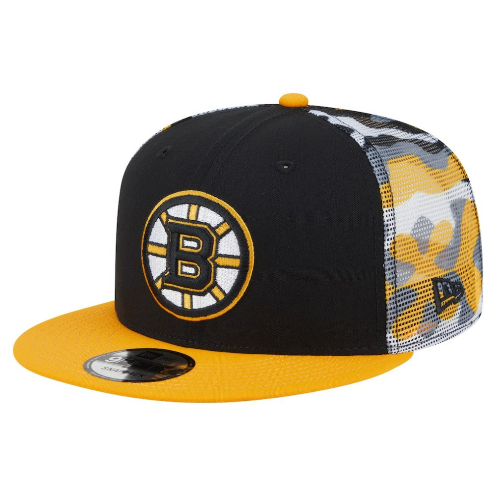NHL Boston Bruins New Era Camo Meshback 9FIFTY Snapback Hat - Black/Gold